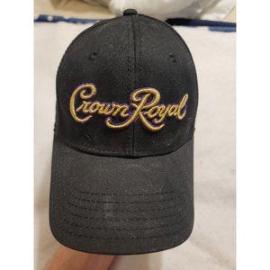 Crown Royal Branded Black Embroidered Baseball Hat Adjustable READ